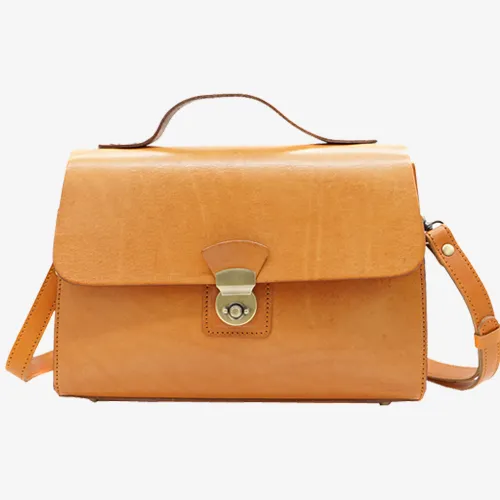 Womens Structured Leather Satchel Crossbody Bags