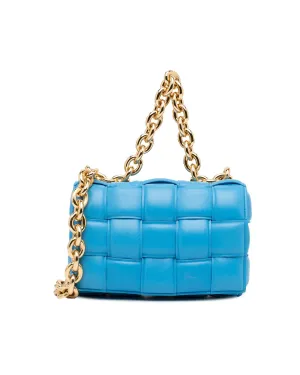 Woven Leather Chain Cassette Bag with Padded Design