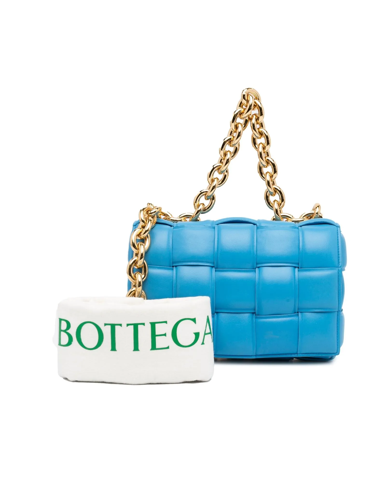 Woven Leather Chain Cassette Bag with Padded Design